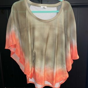 Cache Two-Tone Army Green & Peach Shirt Size Large